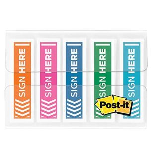 3M Post-It Flags Sign Here, Half Inch (2 Colours) (12 Pulls)