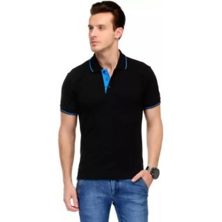 Scott Black With Blue Tip Polo Neck T-Shirt