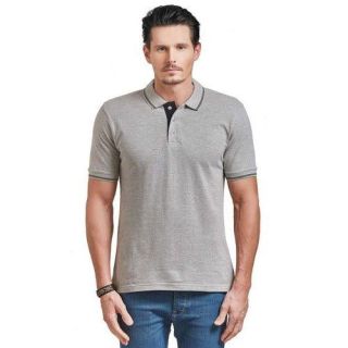 Scott Grey Melange With Black Tip Polo Neck T-Shirt