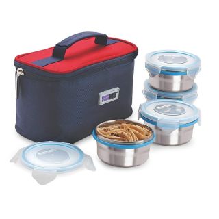 Steel Lock Airtight Lunchbox With Insulated Bag